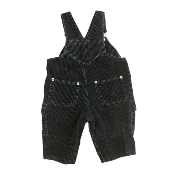 Infant Black Corduroy Overalls 12M Harley Davidson Style Cargo Pockets Logo - Picture 3 of 6